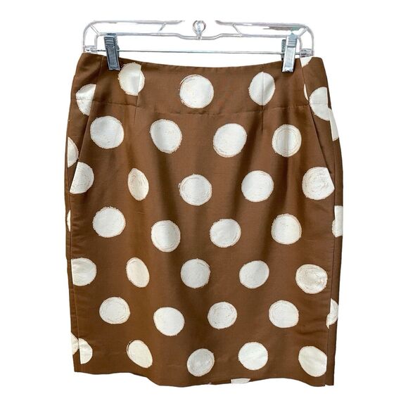 Banana Republic Dresses & Skirts - Banana Republic Women’s 100% Silk Brown Polka Dot Straight Skirt Pencil Size 4